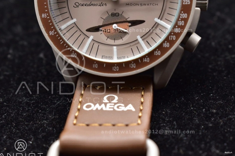 Nylon To Bioceramic Saturn On Mission X Swatch Moonwatch Strap Omega Quartz 0101